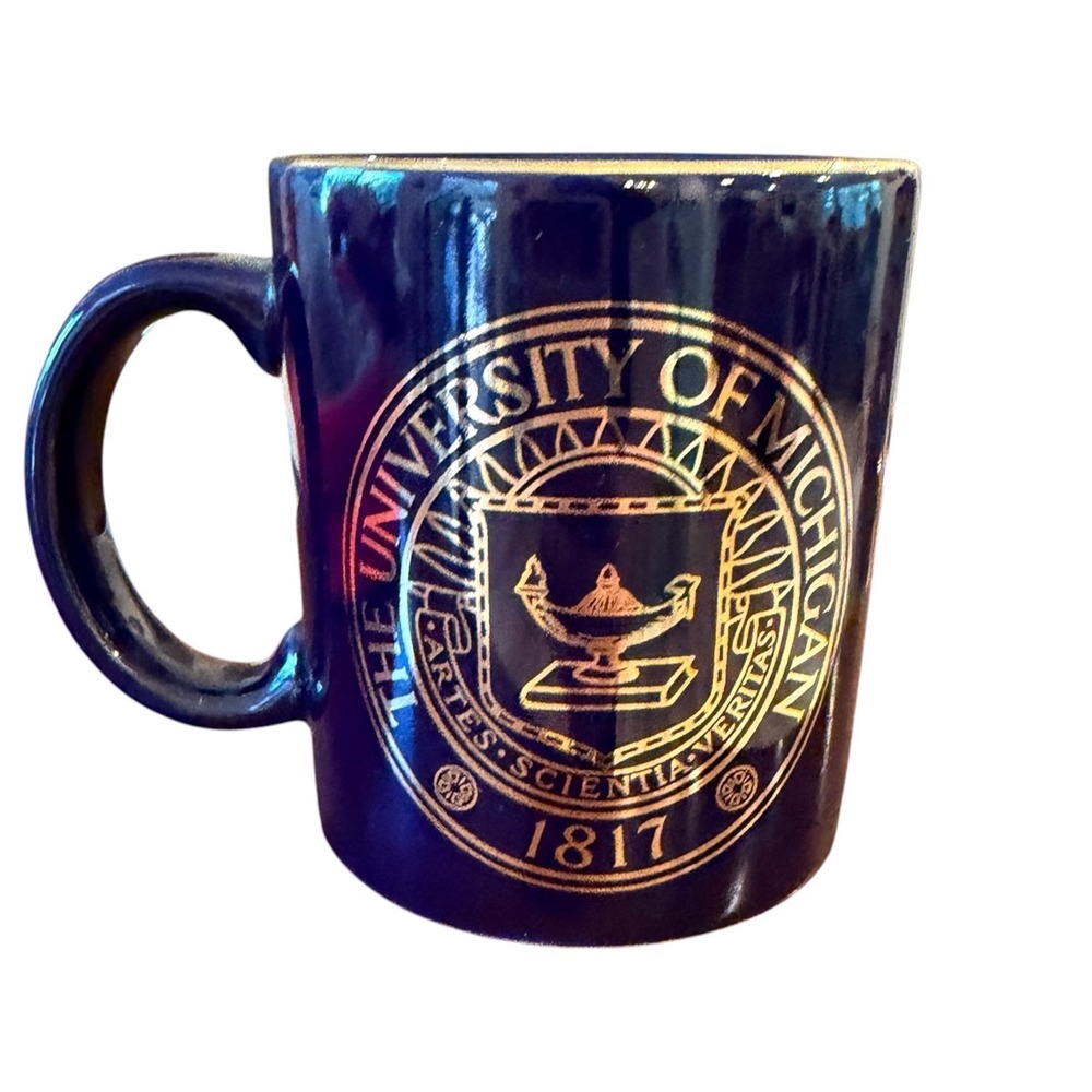 University of Michigan Business School Mug Navy Blue Gold Seal Michigan Alumni